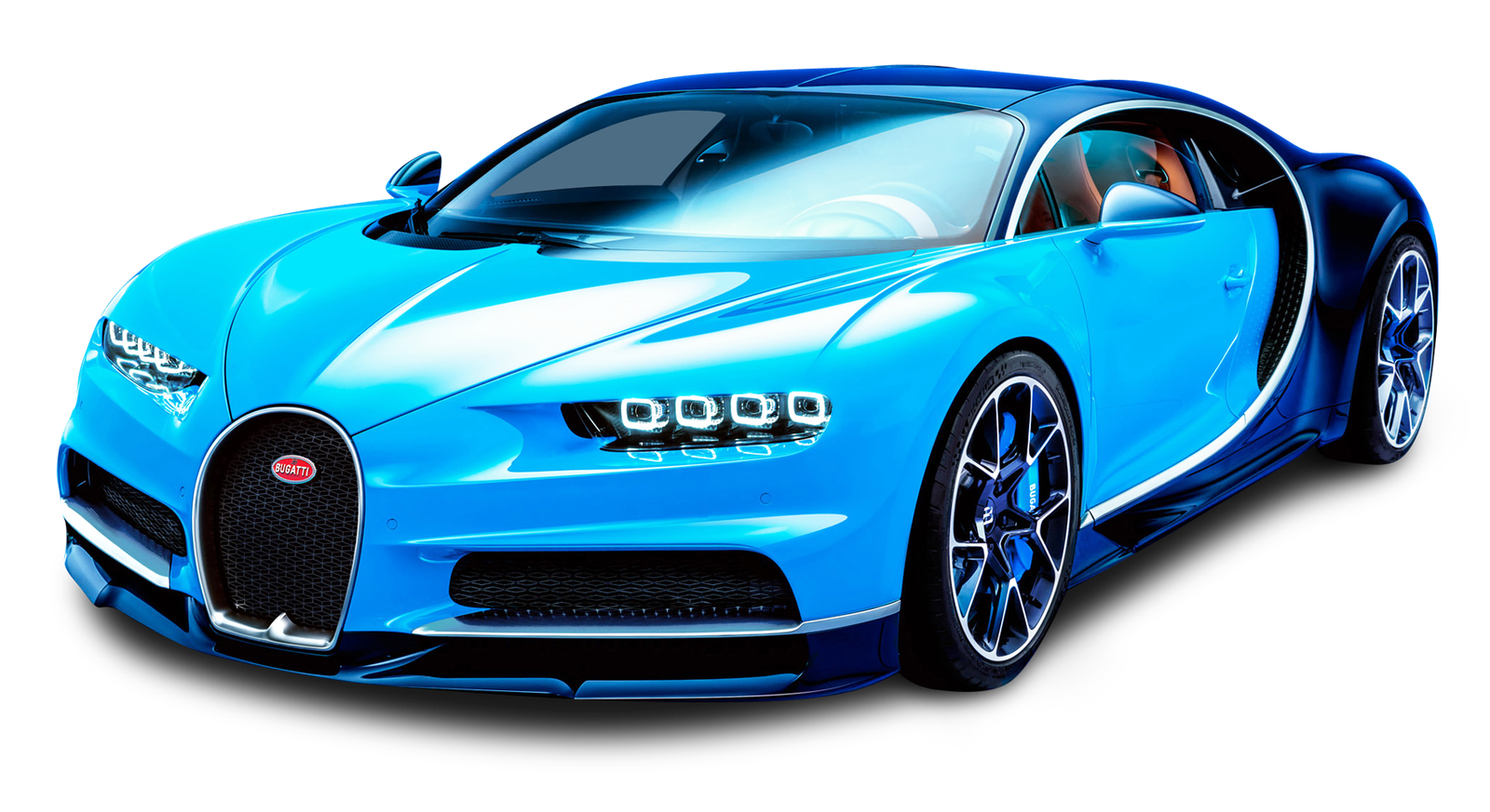 Futuristic Cyberpunk Matte Black and Neon Cyan Bugatti Chiron hypercar